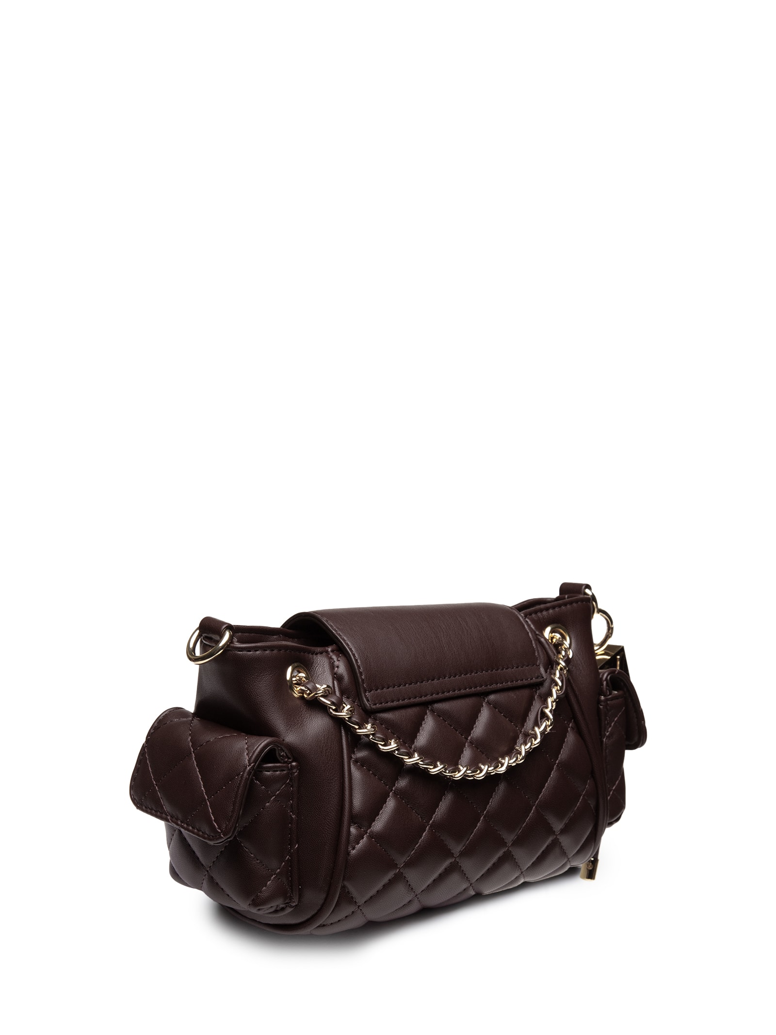 Bolsa Feminina Bucket Alça De Ombro Correntes Marrom Lança Perfume
