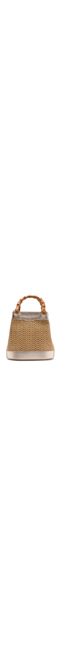 Bolsa Feminina Bucket Couro Palha Média - Dourado
