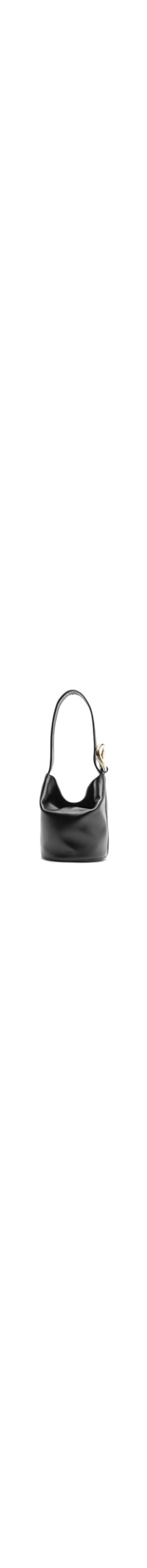Bolsa Feminina Bucket Pequena Alça Larga Couro Metais - Preto