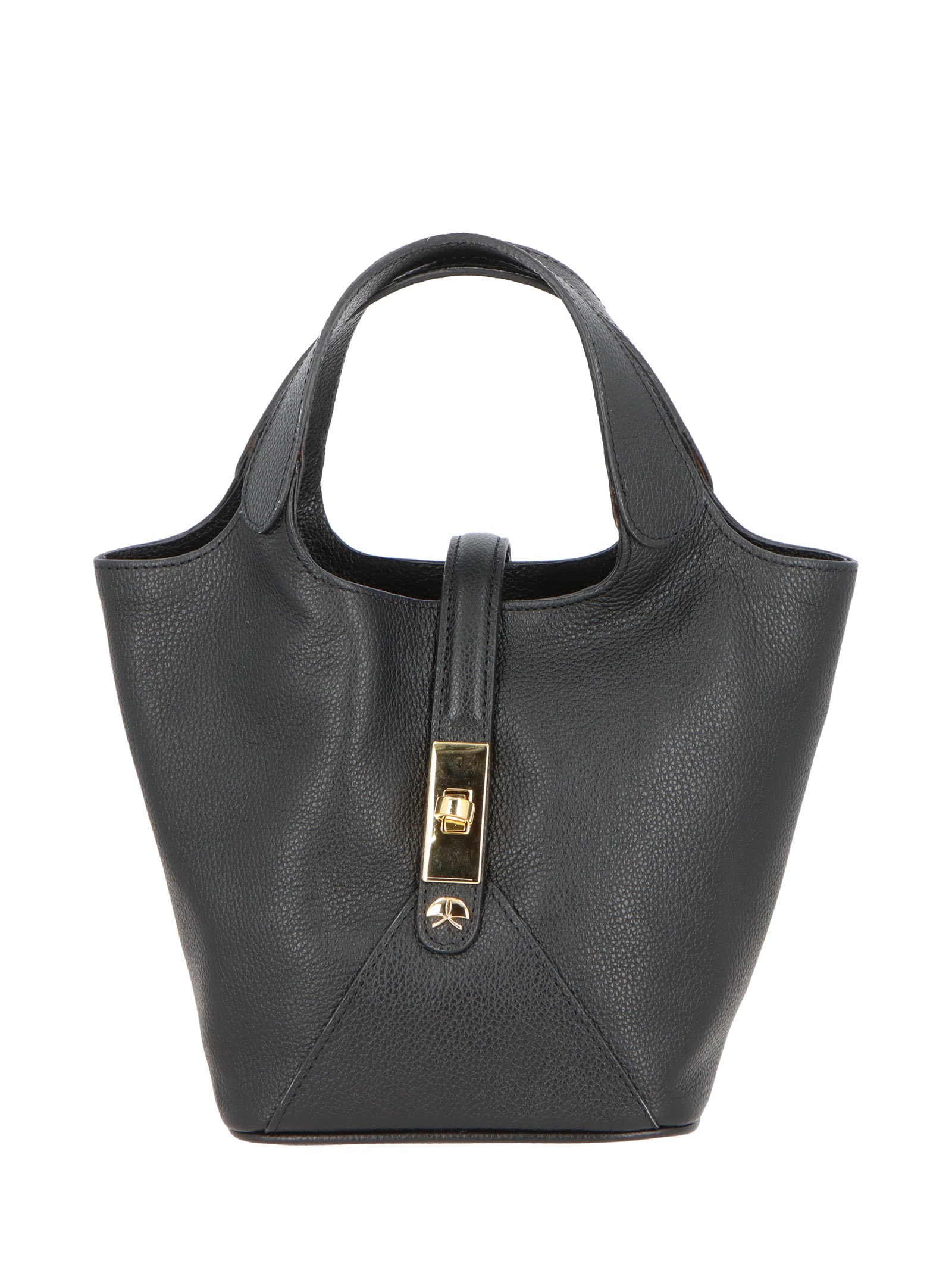 Bolsa Feminina Bucket Pequena Em Couro Preto Luiza Barcelos