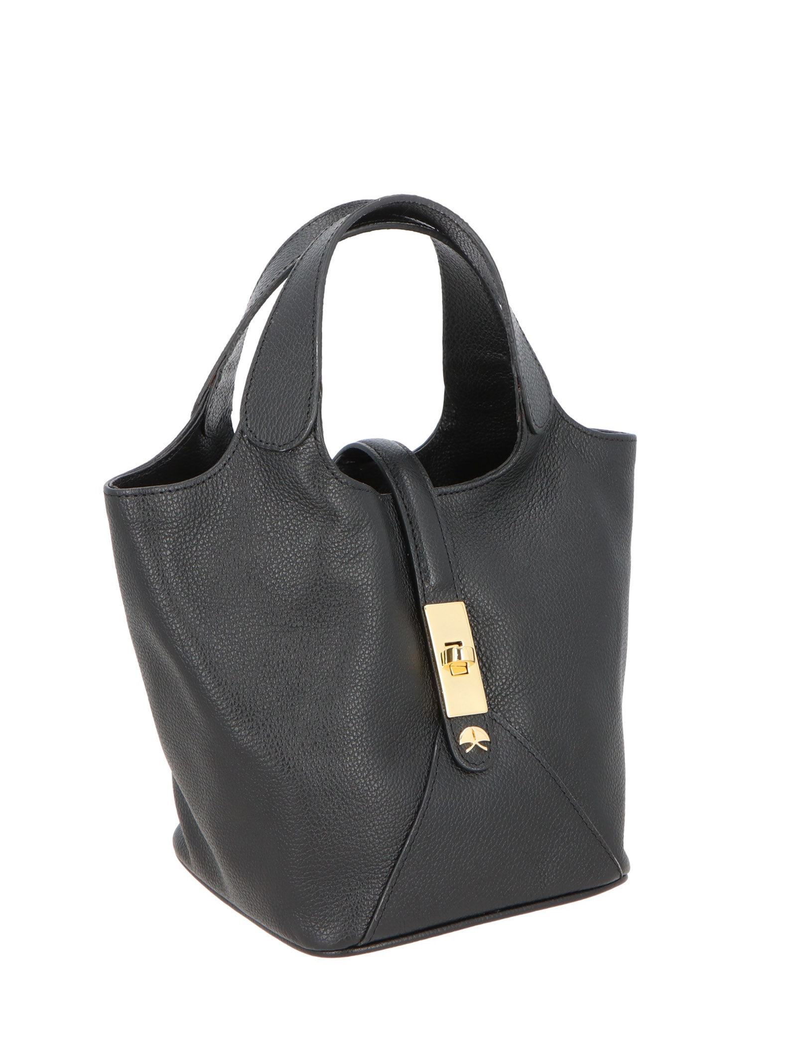 Bolsa Feminina Bucket Pequena Em Couro Preto Luiza Barcelos