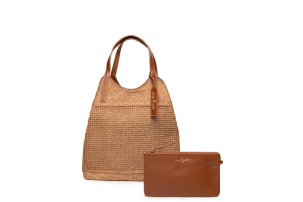 Bolsa Feminina Cabedal Areia Viena Caramelo - Bege