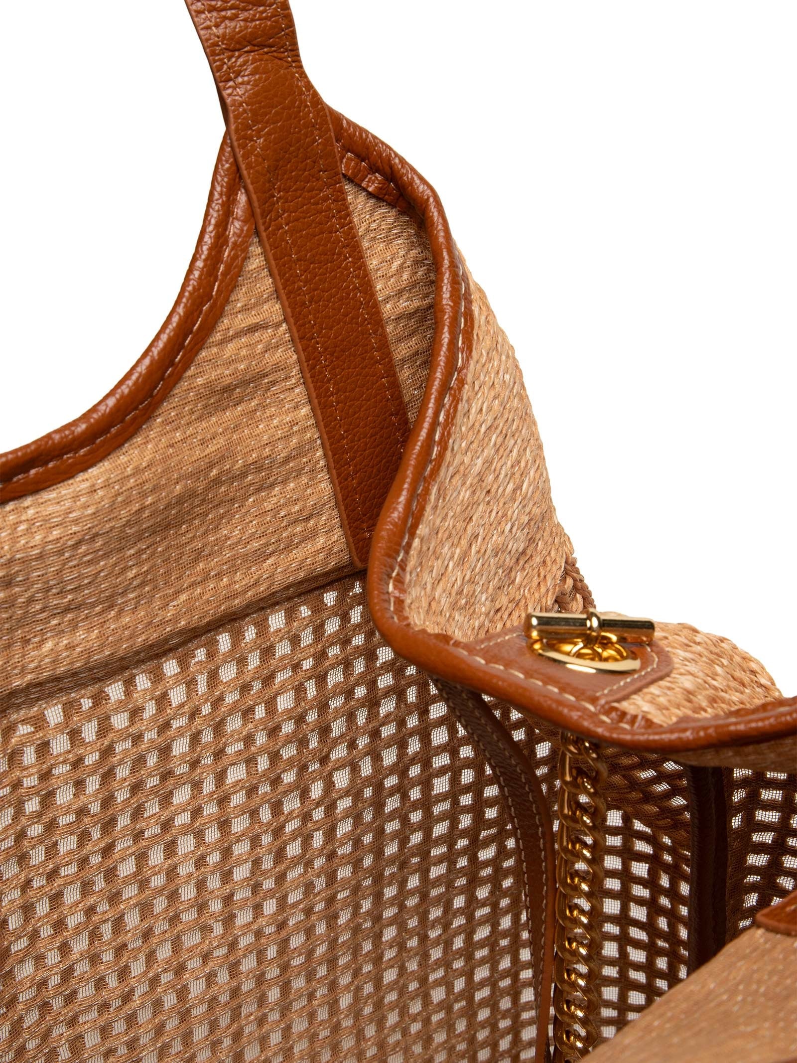 Bolsa Feminina Cabedal Areia Viena Caramelo Bege Luiza Barcelos