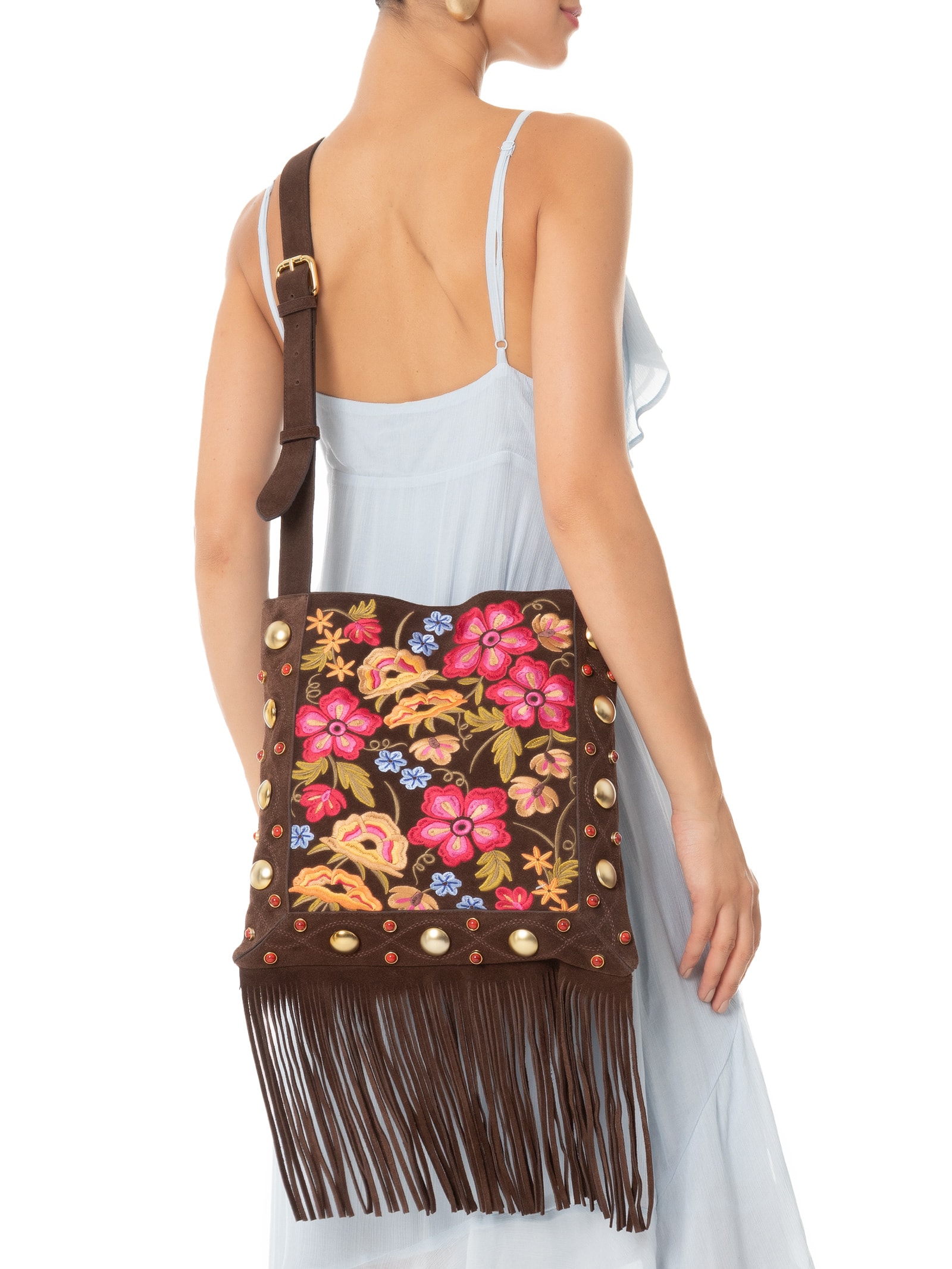 Bolsa Feminina Camurça Marrom Luiza Barcelos