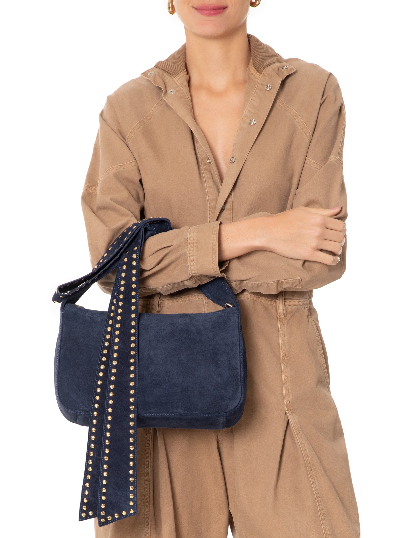 Bolsa Feminina Camurça Naval Azul Luiza Barcelos