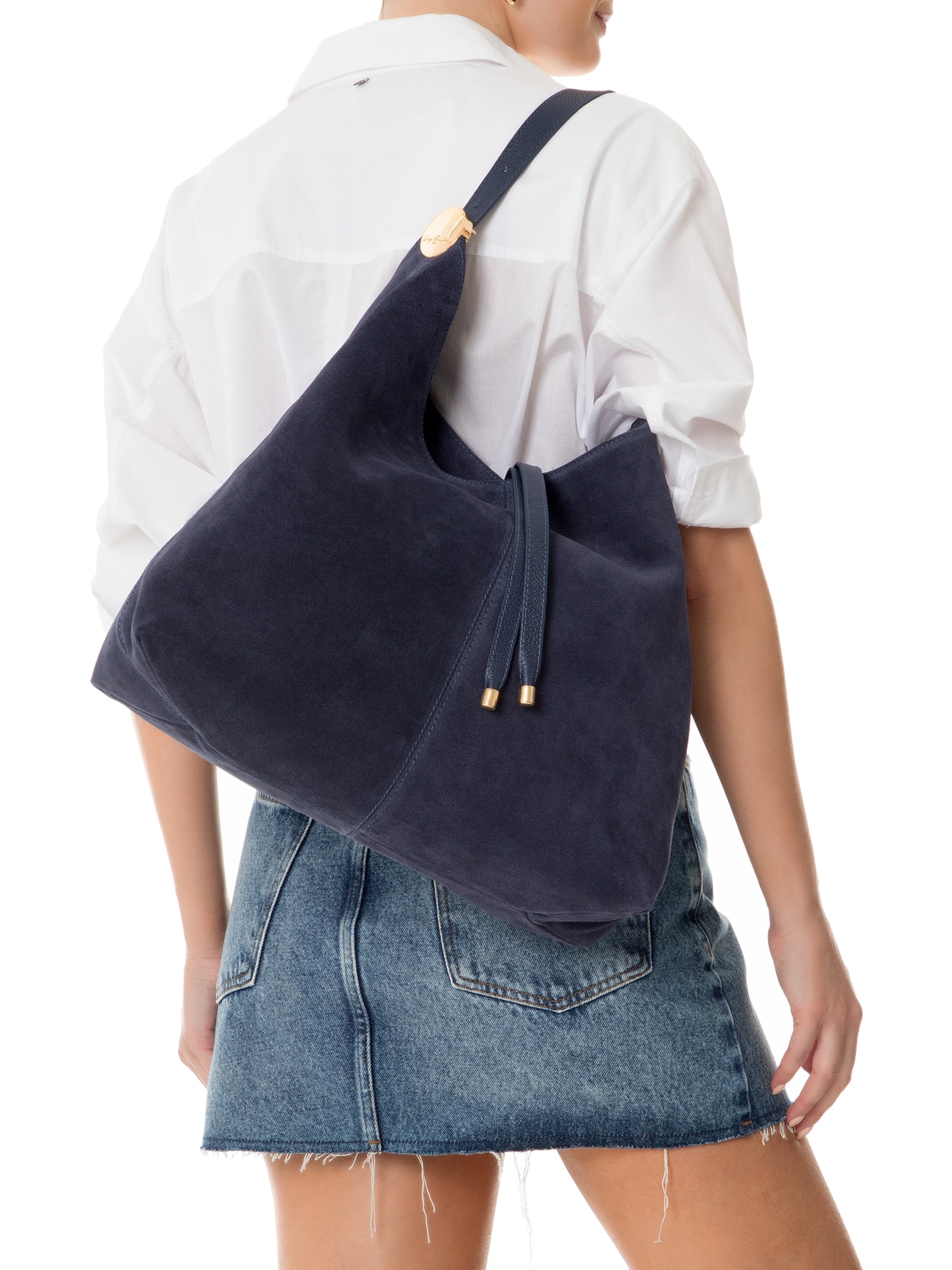 Luiza Barcelos - Bolsa Feminina Camurça Naval Viena Atlantico - Azul