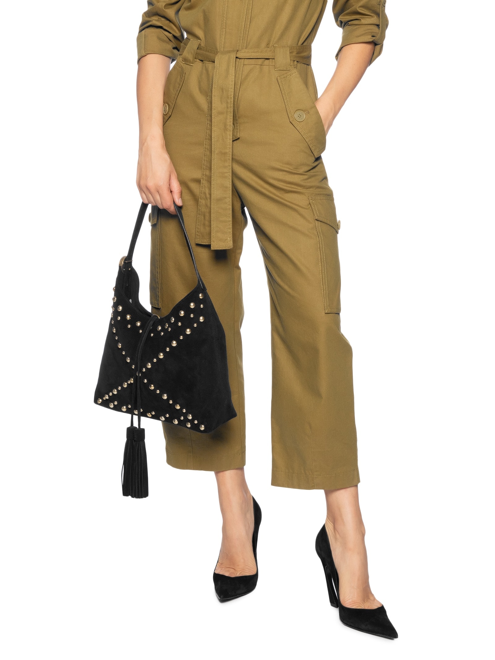 Bolsa Feminina Camurça Preto Luiza Barcelos