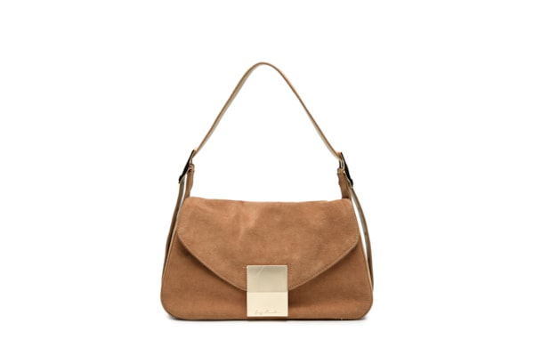 Bolsa Feminina  Camurção Caramelo Enfeites - Marrom
