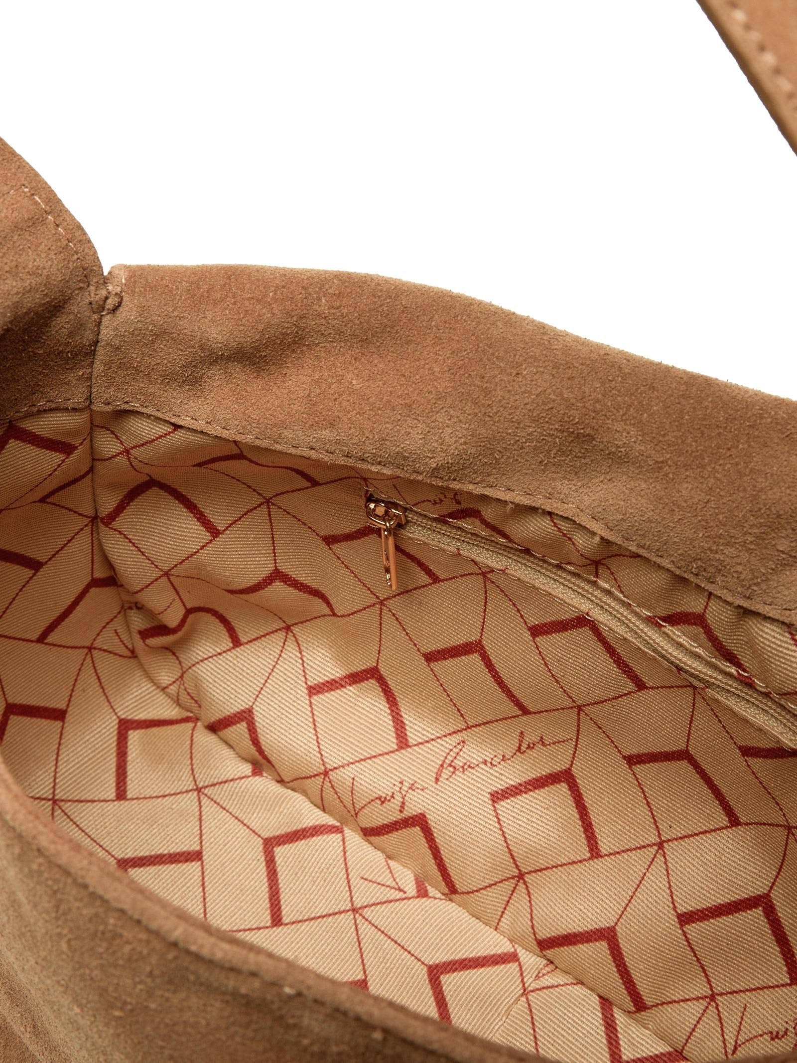 Bolsa Feminina  Camurção Caramelo Enfeites Marrom Luiza Barcelos