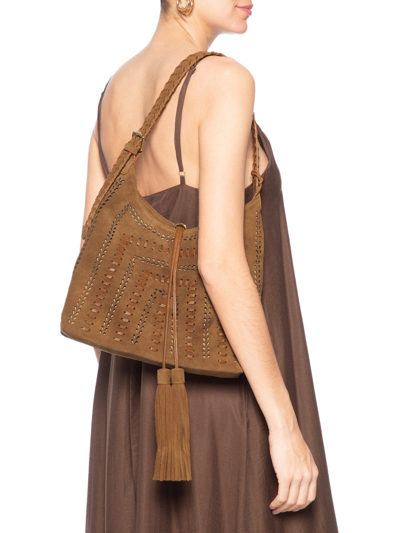 Bolsa Feminina Camurção Viena Marrom Luiza Barcelos