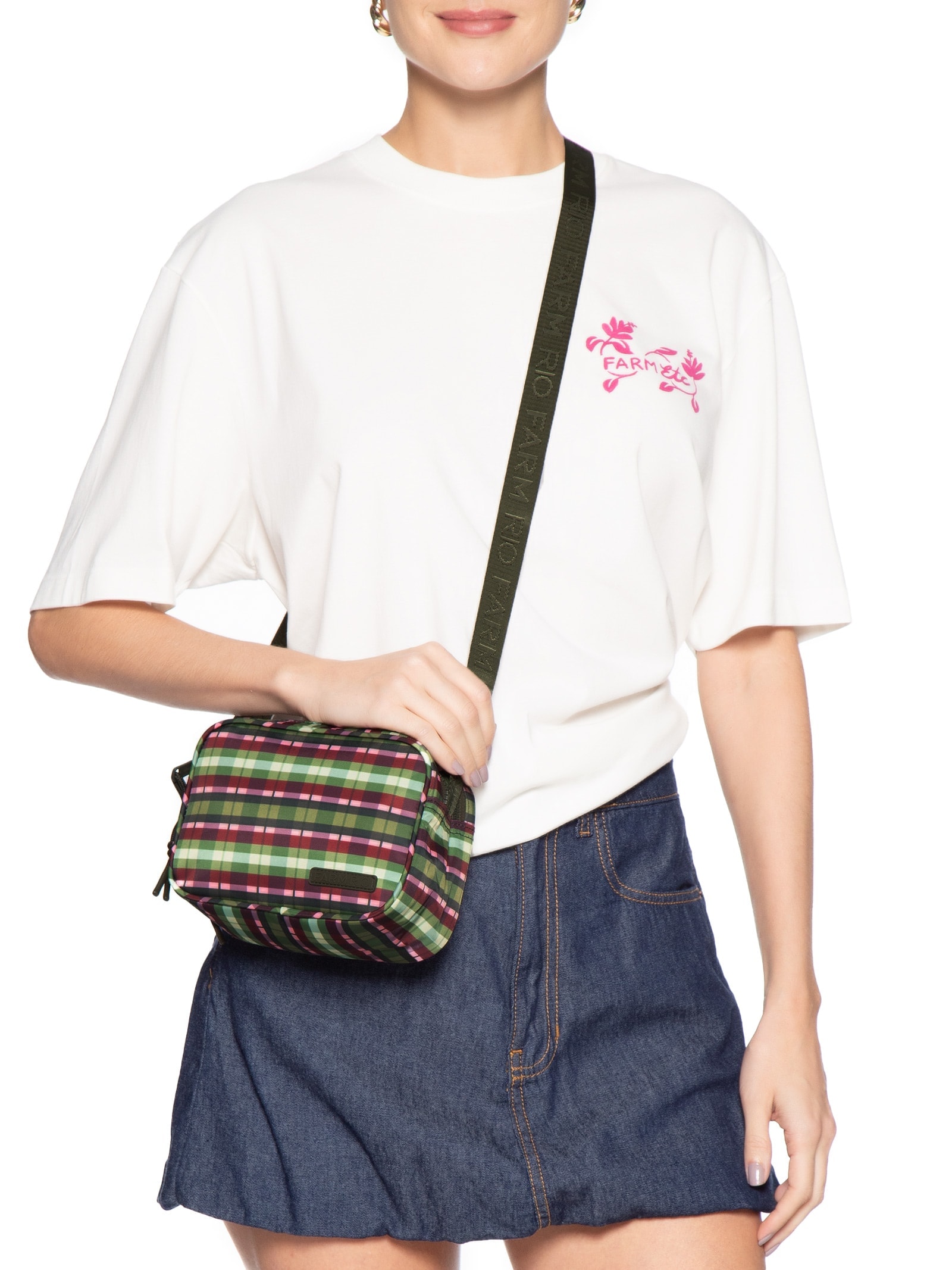 Bolsa Feminina Chamego Xadrez Verde Farm Etc