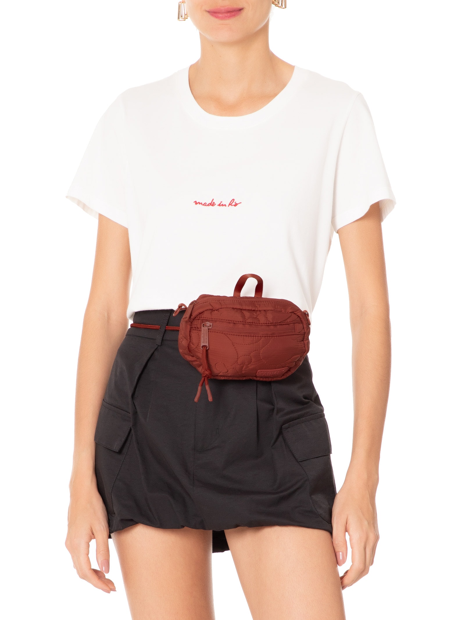 Bolsa Feminina Chuchu Gráfico Tropi Puffer Vermelho Farm Etc