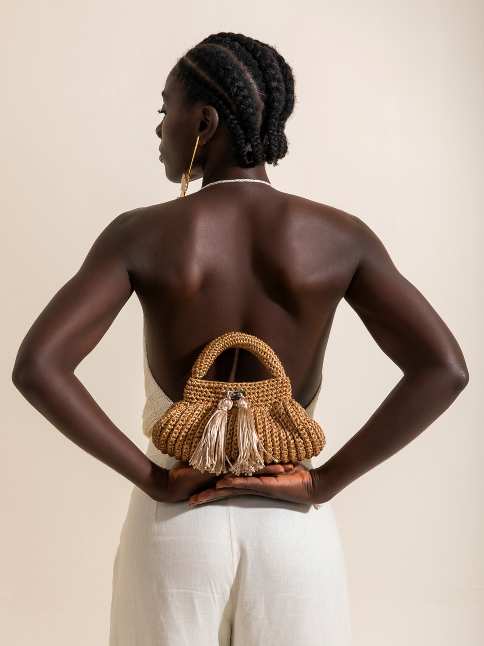 Bolsa Feminina Clutch Cantiga Bege Catarina Mina