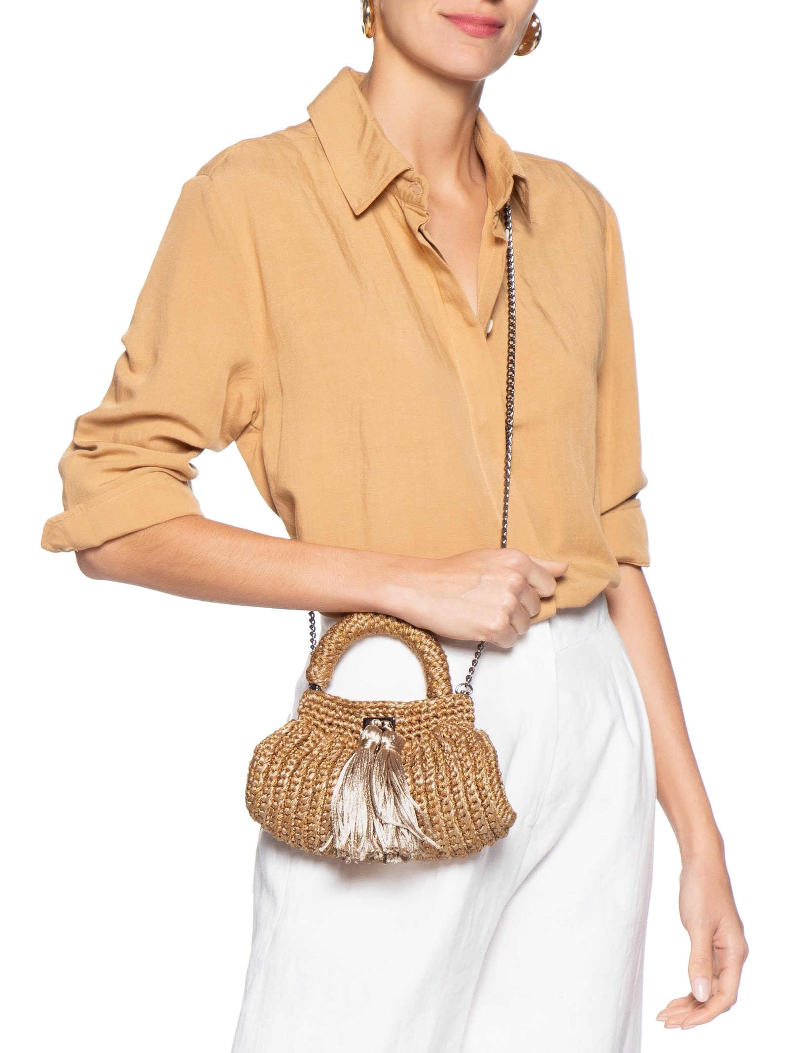 Bolsa Feminina Clutch Cantiga Bege Catarina Mina