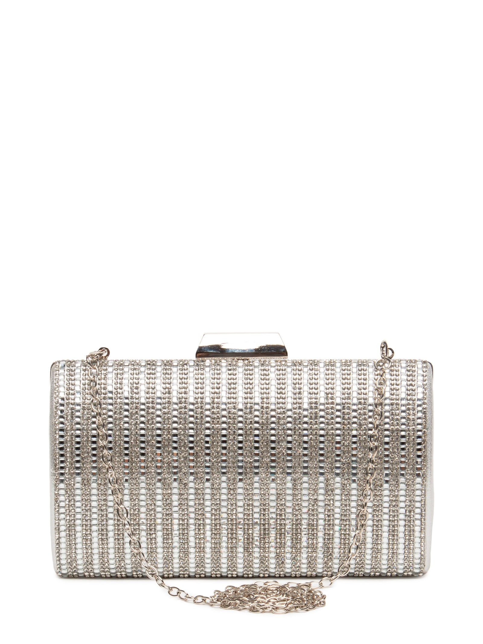Bolsa Feminina Clutch Com Strass Prateado Market 33