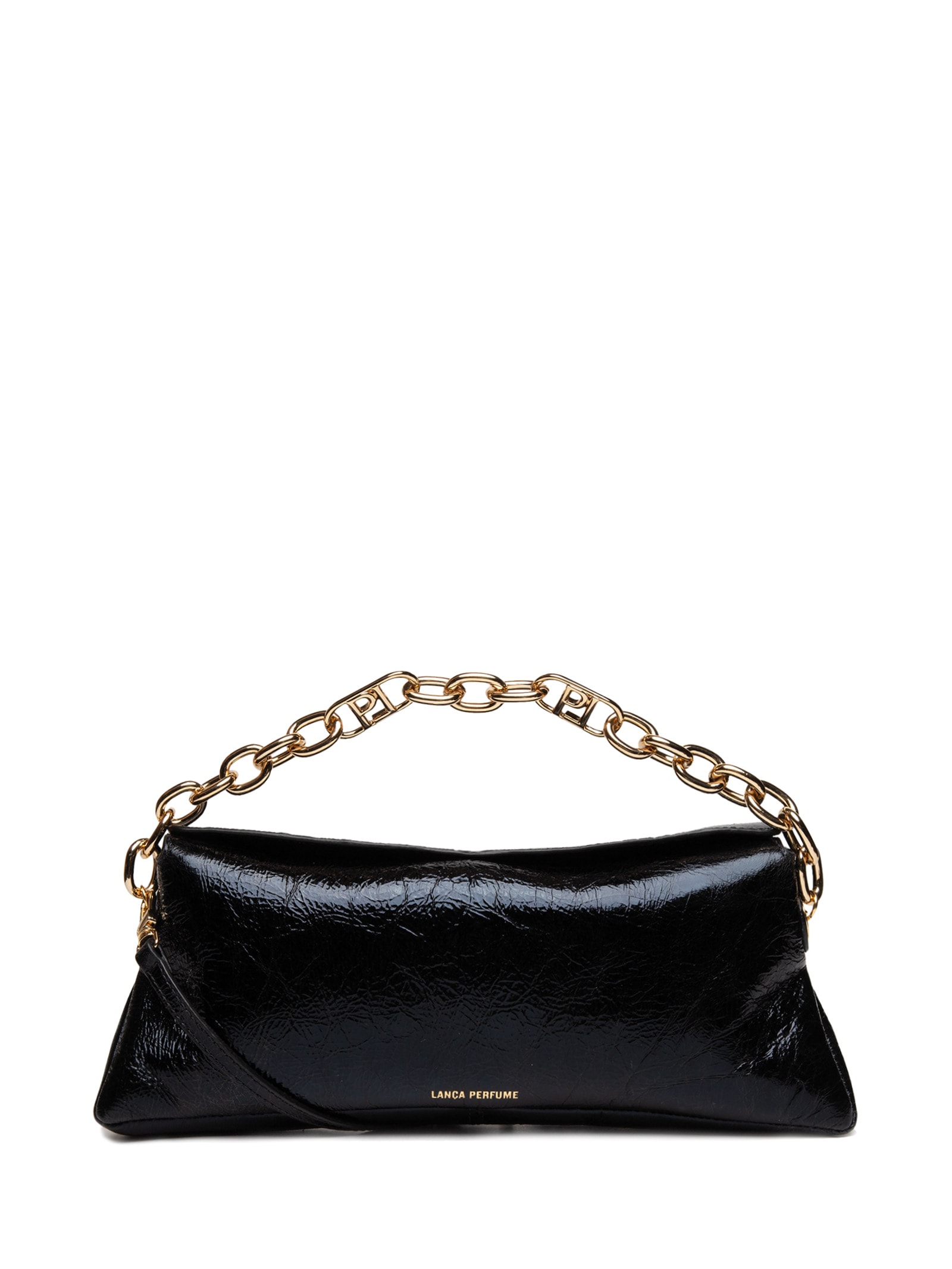 Bolsa Feminina Clutch Couro Alça Corrente Preto Lança Perfume