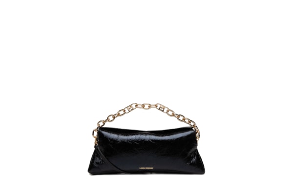 Bolsa Feminina Clutch Couro Alça Corrente - Preto