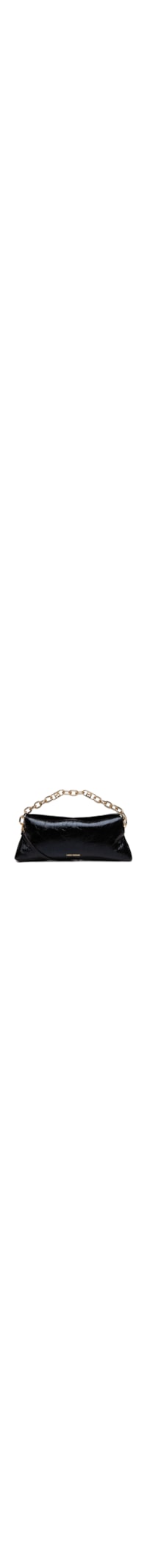 Bolsa Feminina Clutch Couro Alça Corrente - Preto