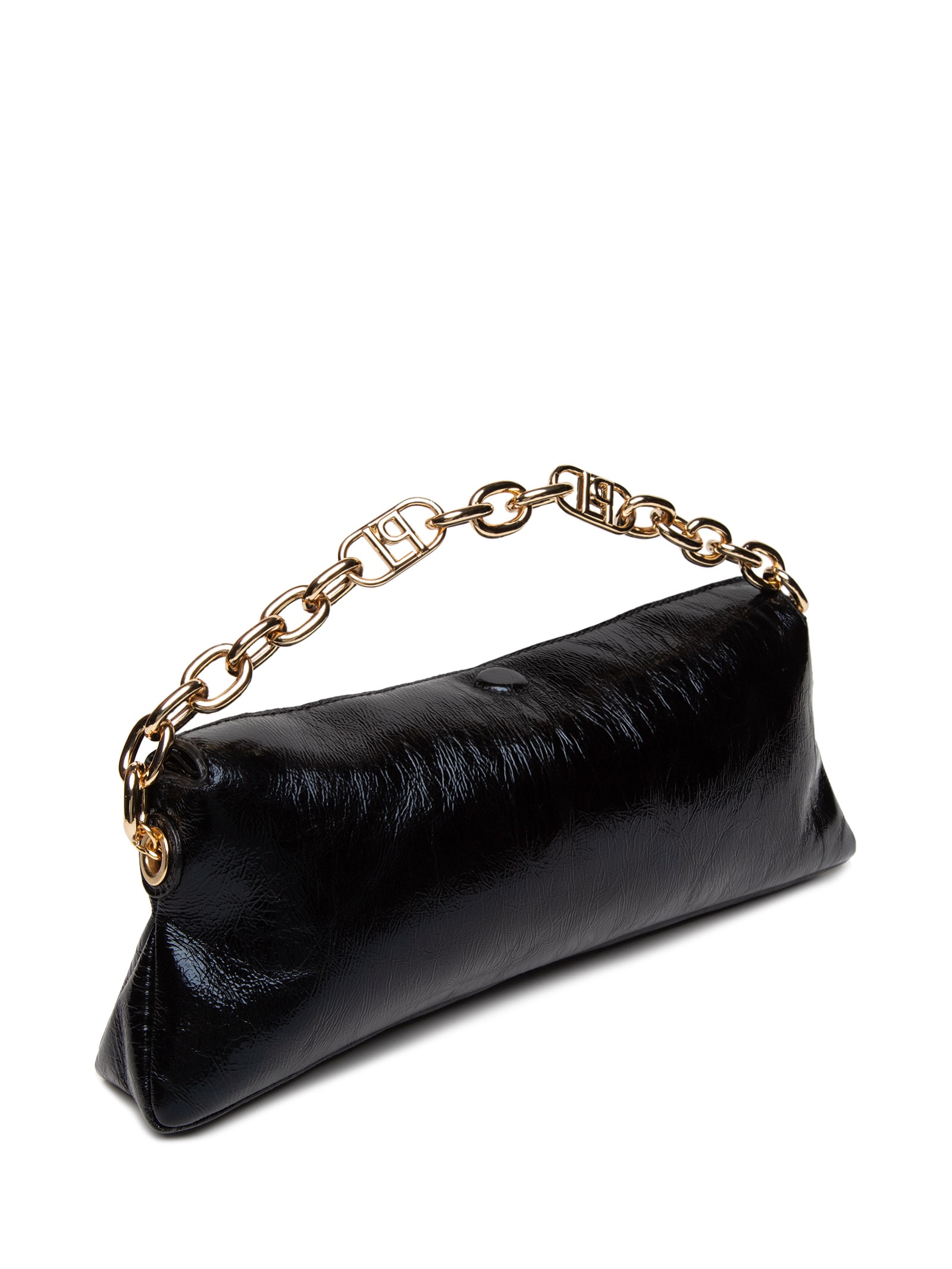 Bolsa Feminina Clutch Couro Alça Corrente Preto Lança Perfume