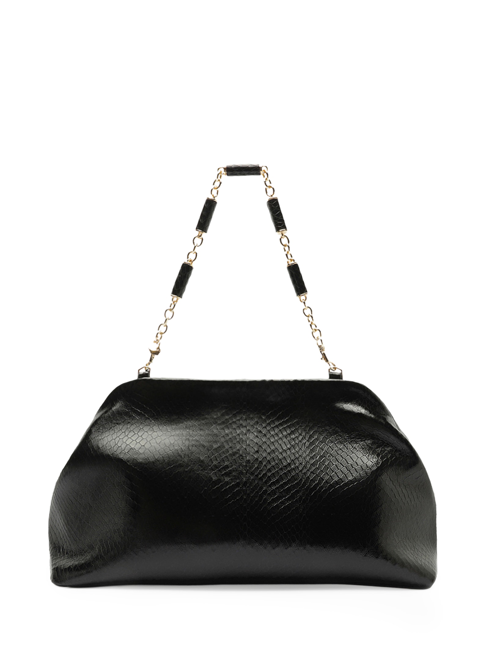 Bolsa Feminina Clutch Couro Média Snake Preto Arezzo