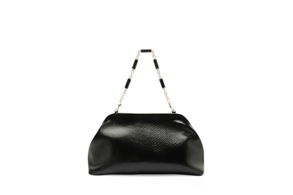 Bolsa Feminina Clutch Couro Média Snake - Preto