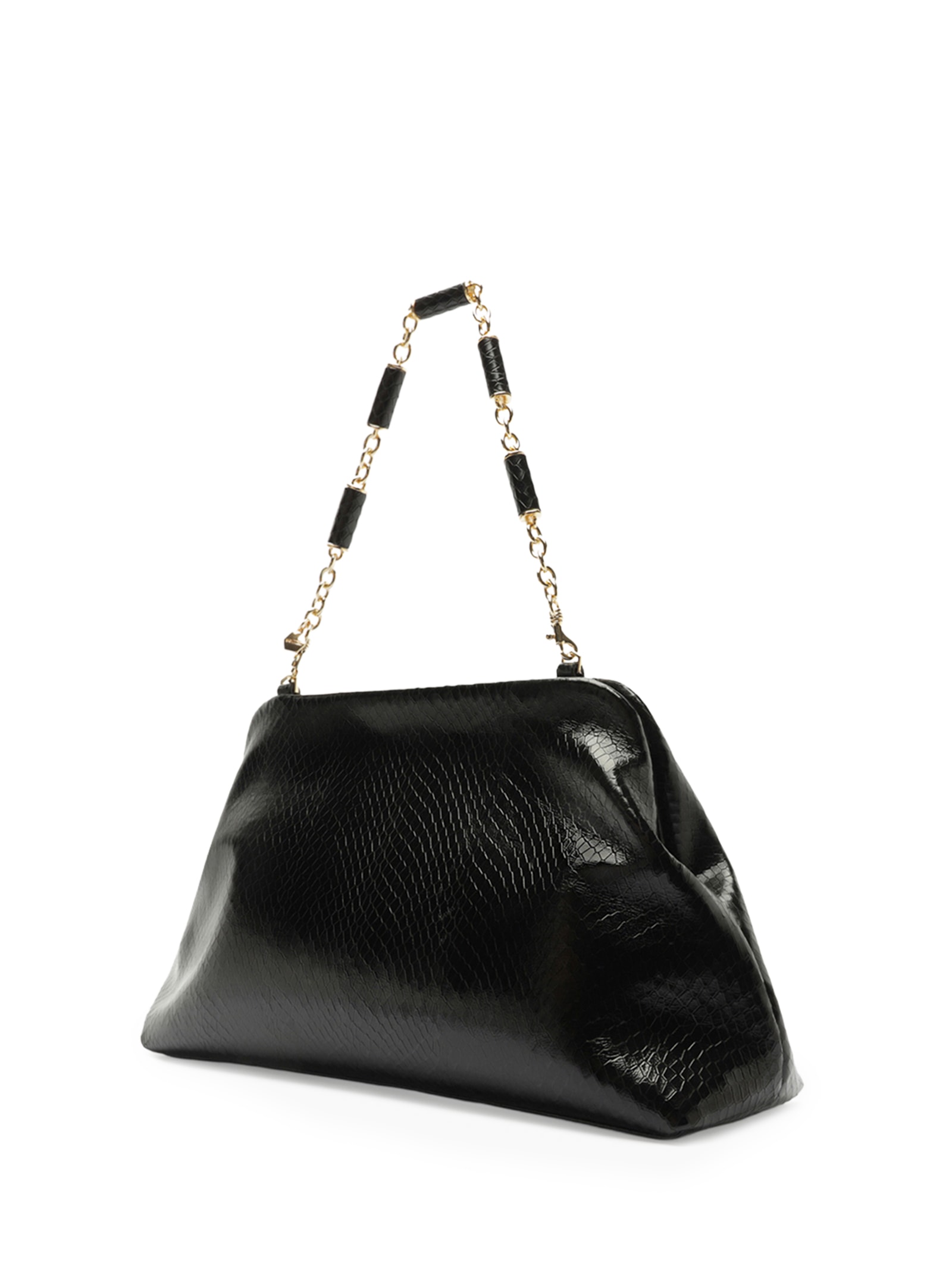 Bolsa Feminina Clutch Couro Média Snake Preto Arezzo