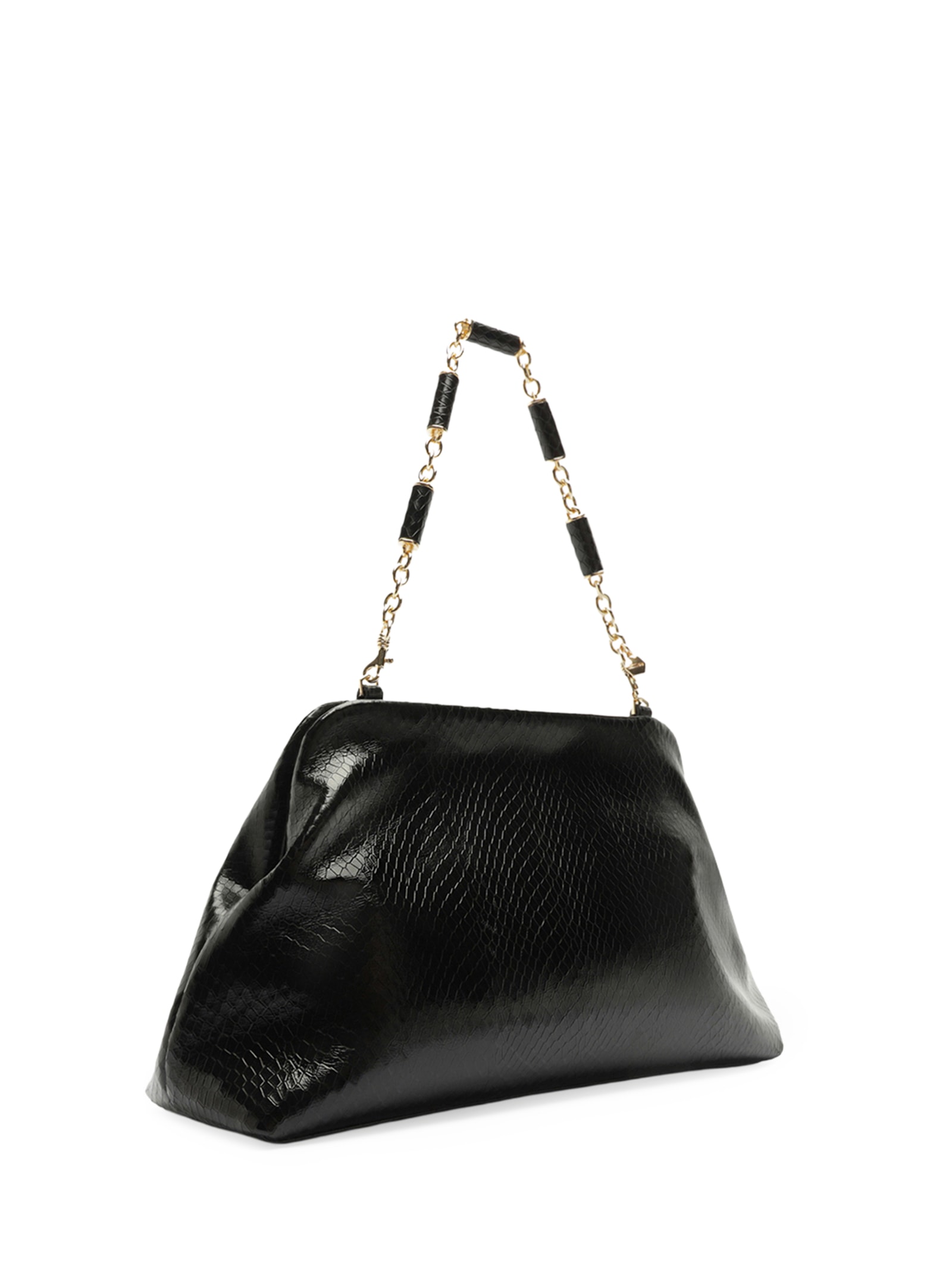 Bolsa Feminina Clutch Couro Média Snake Preto Arezzo