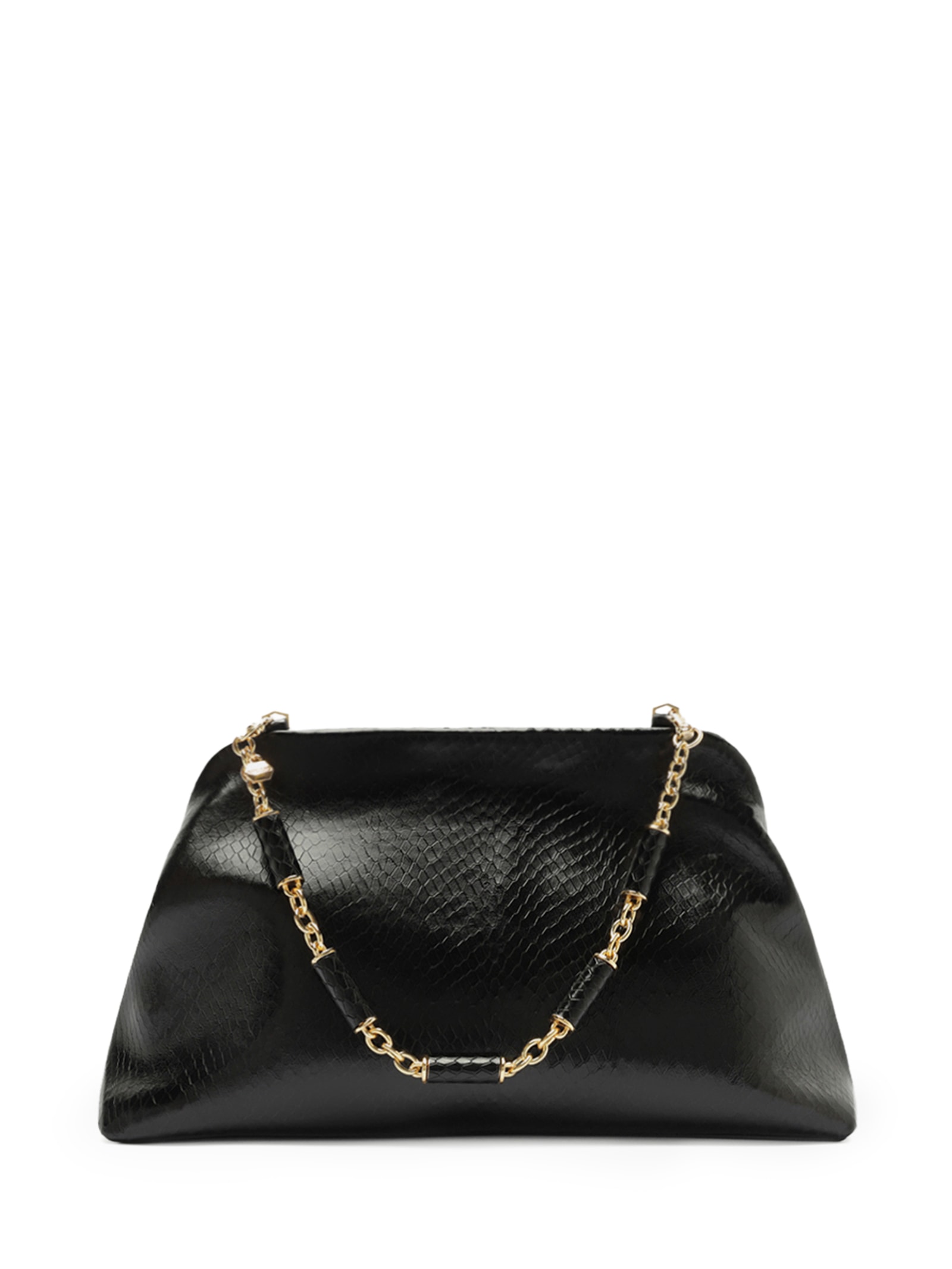 Bolsa Feminina Clutch Couro Média Snake Preto Arezzo