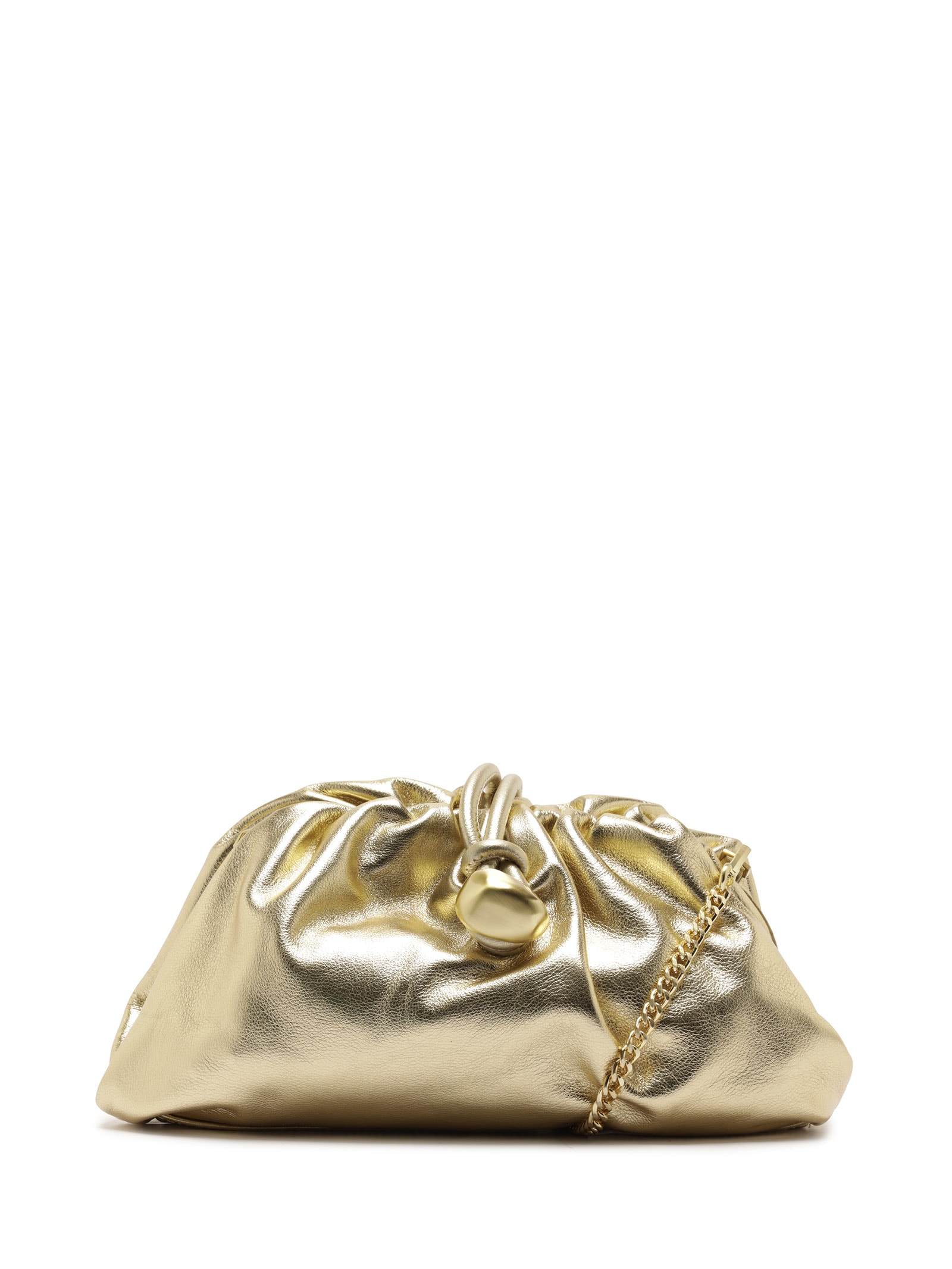 Bolsa Feminina Clutch de Couro Média com Corrente Dourado Arezzo