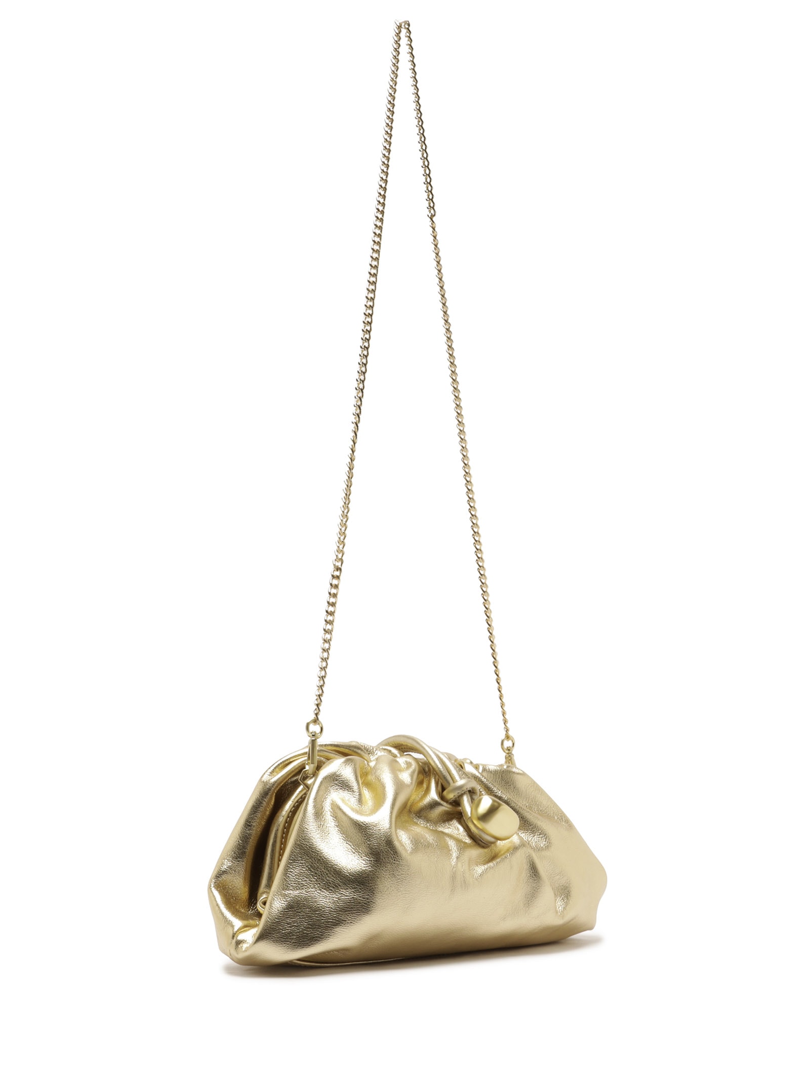 Bolsa Feminina Clutch de Couro Média com Corrente Dourado Arezzo