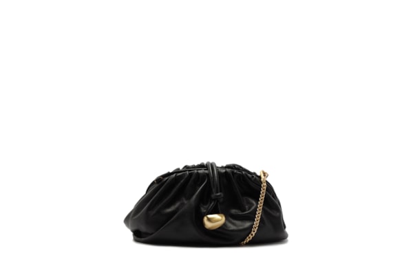 Bolsa Feminina Clutch de Couro Média com Corrente – Preto