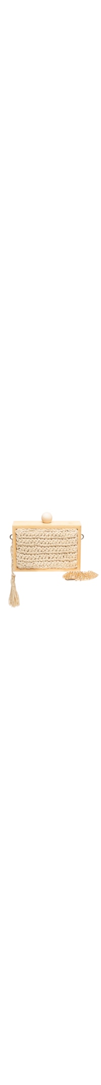 Bolsa Feminina Clutch Em Madeira E Palha - Bege