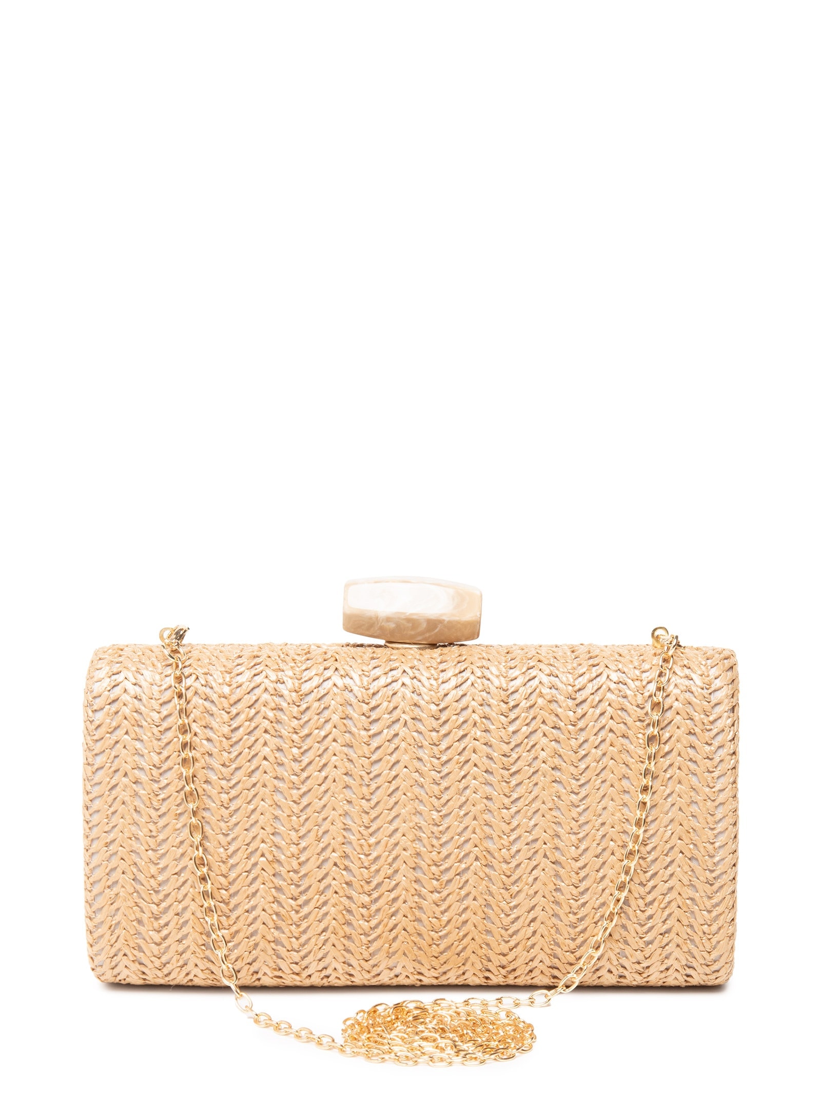 Bolsa Feminina Clutch Em Palha Bege Basiq