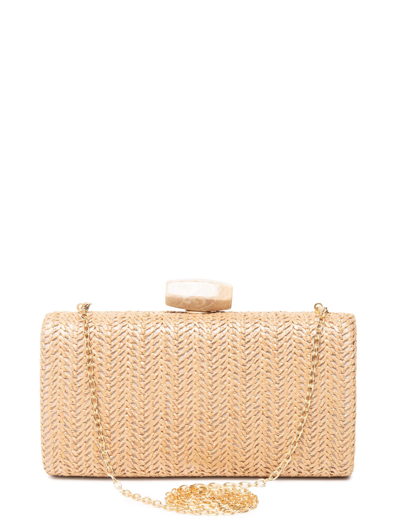 Bolsa Feminina Clutch Em Palha Bege Basiq