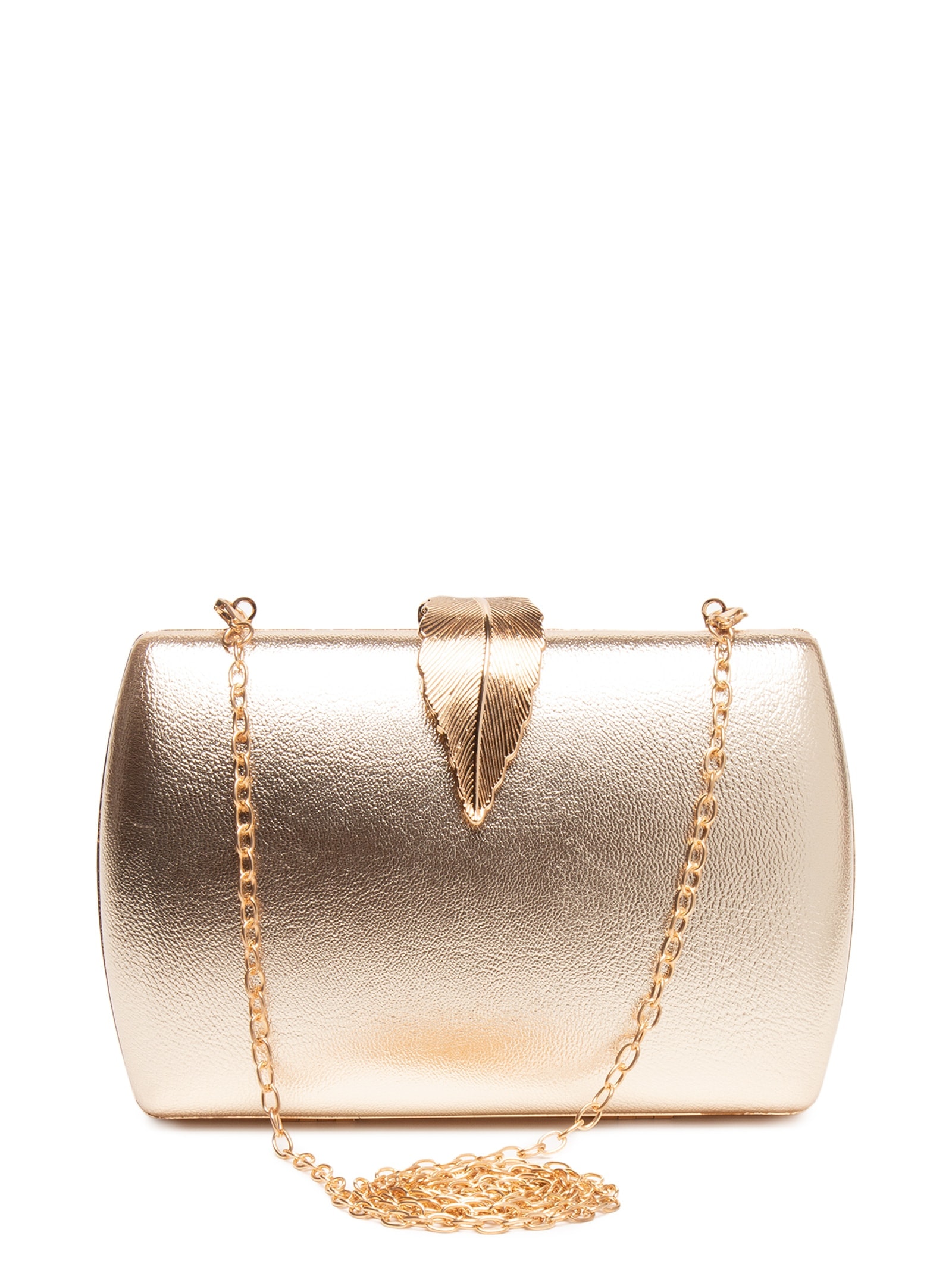 Bolsa Feminina Clutch Folhagem Dourado Market 33