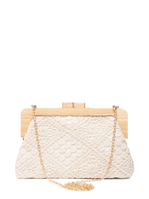 Bolsa Feminina Clutch Jacquard – Branco