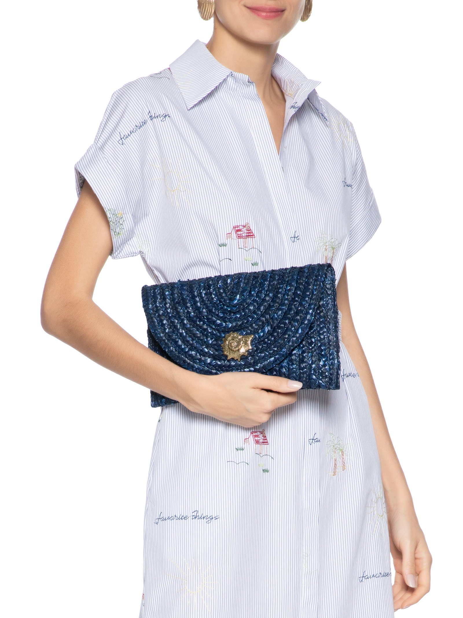 Bolsa Feminina Clutch Julia Concha Navy Azul Le Lis