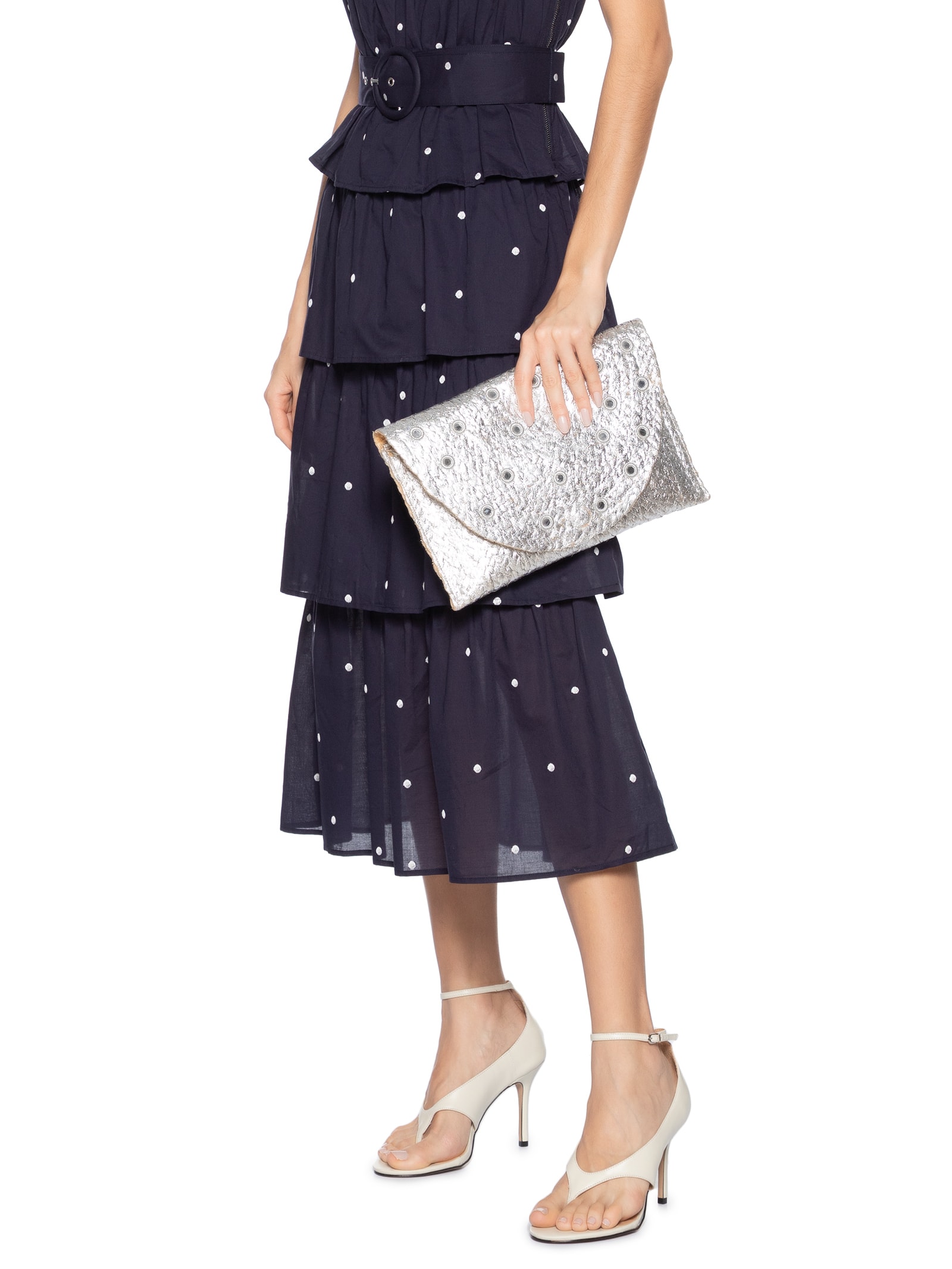 Bolsa Feminina Clutch Liana Mirror Silver Prateado Le Lis