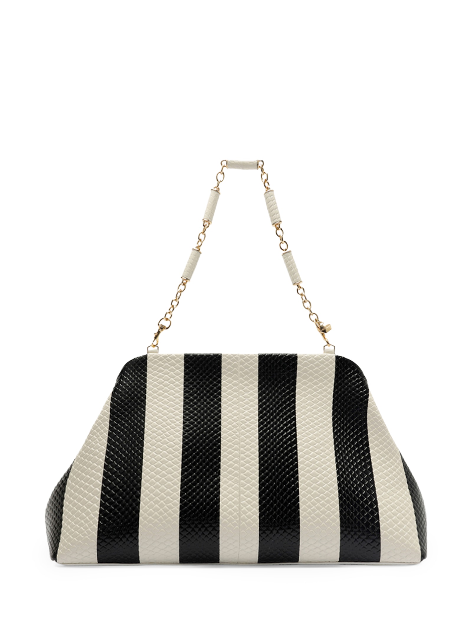 Bolsa Feminina Clutch Listras Couro Média Snake Branco Arezzo