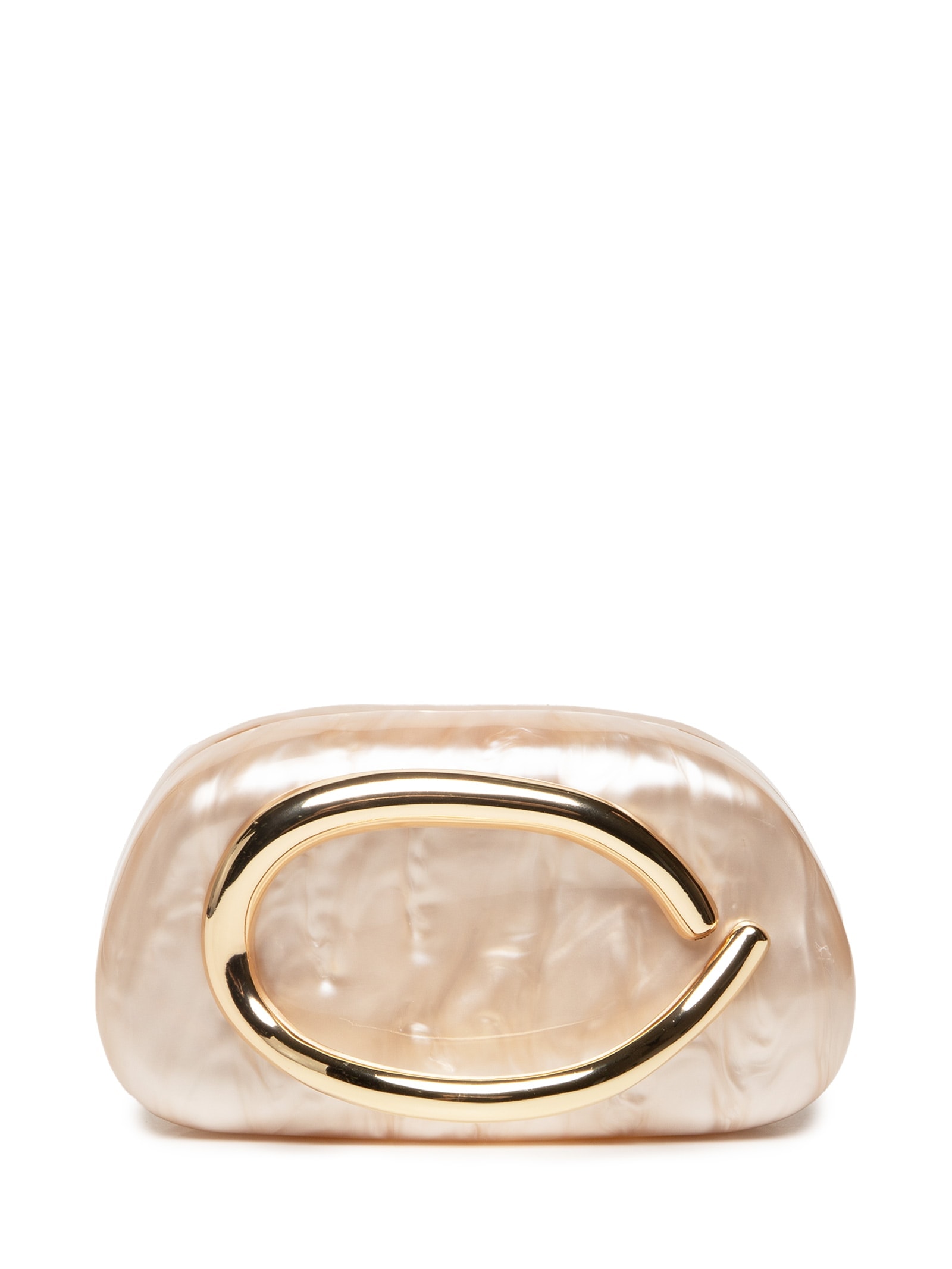 Bolsa Feminina Clutch Perolada Com Detalhe Orgânico Metalizado Bege Market 33