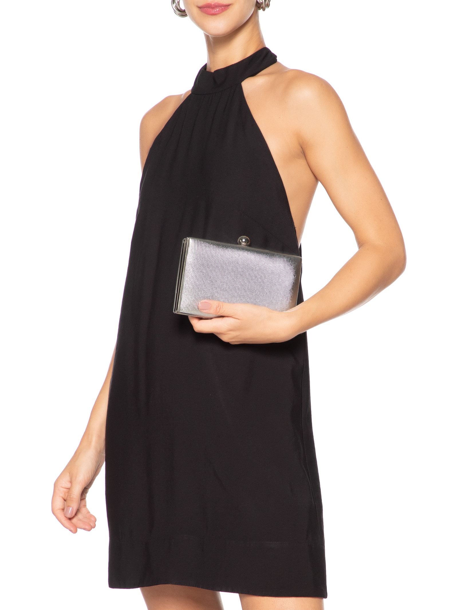 Bolsa Feminina Clutch Ripada Prateado Market 33