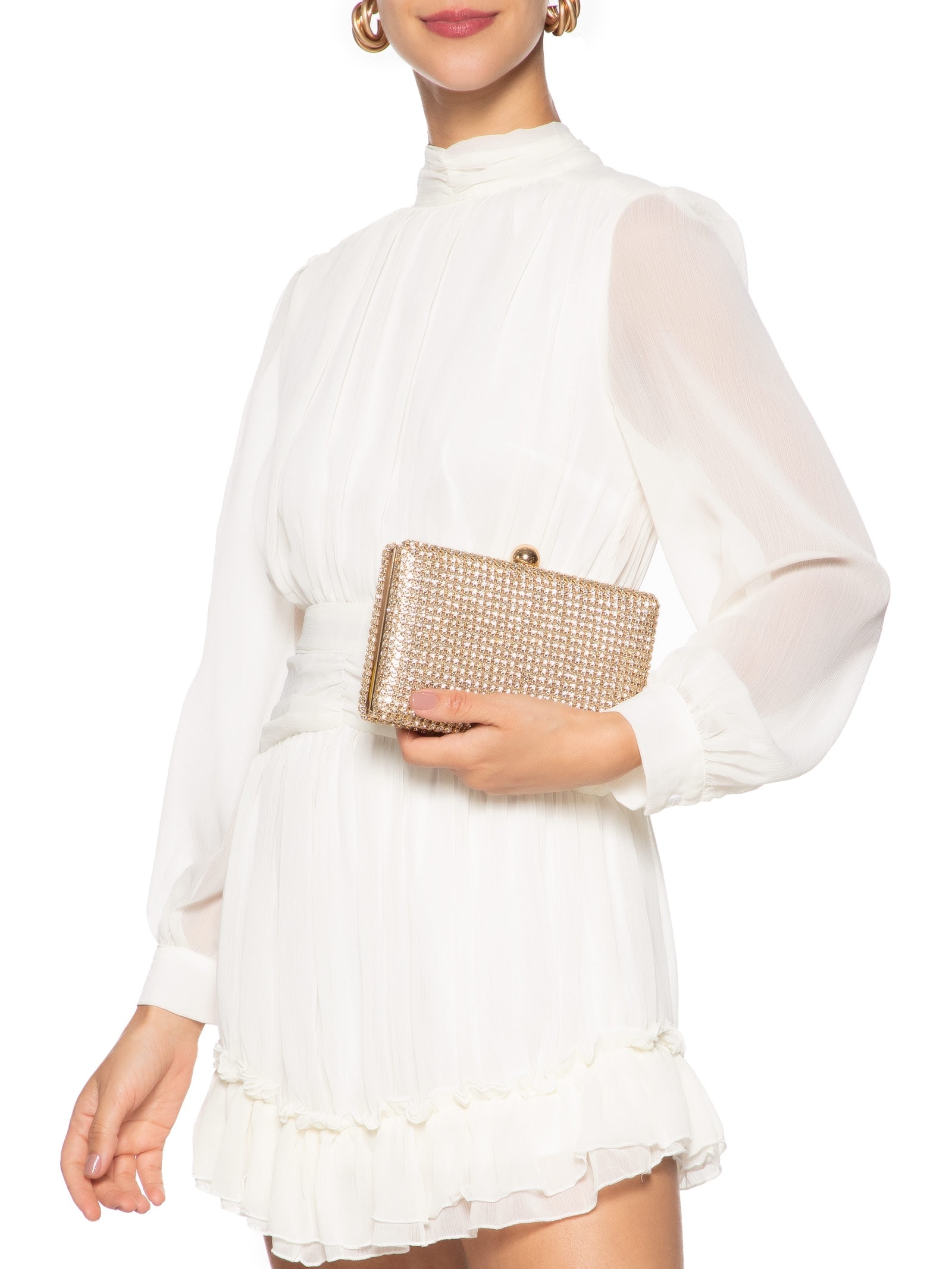 Bolsa Feminina Clutch Strass Dourado Market 33