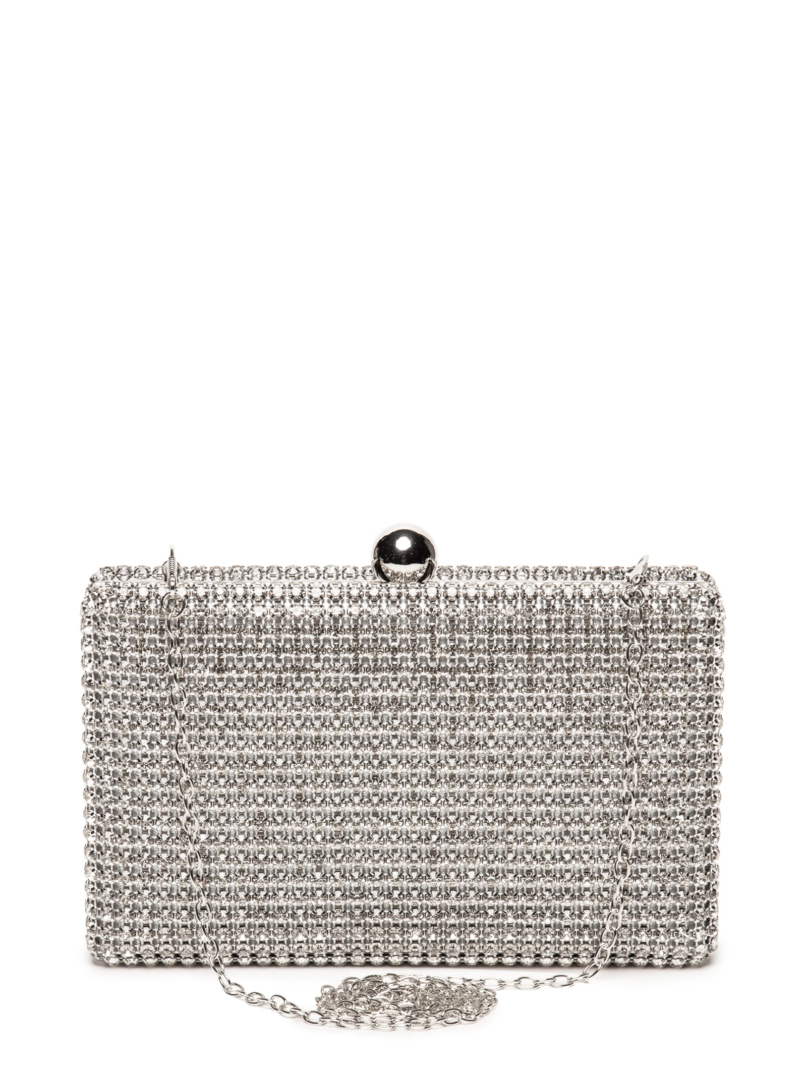Bolsa Feminina Clutch Strass Prateado Market 33