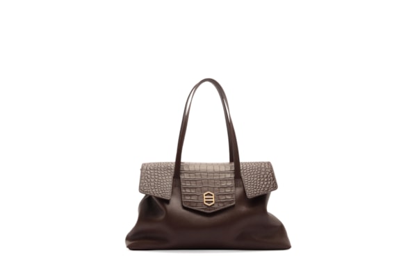 Bolsa Feminina Couro Croco - Marrom