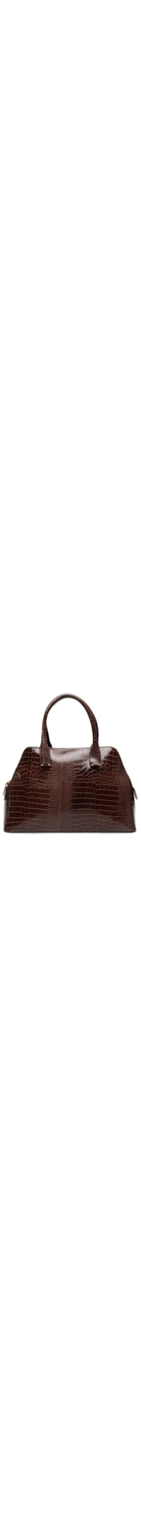 Bolsa Feminina Croco Coffee Enfeites Ouro - Marrom