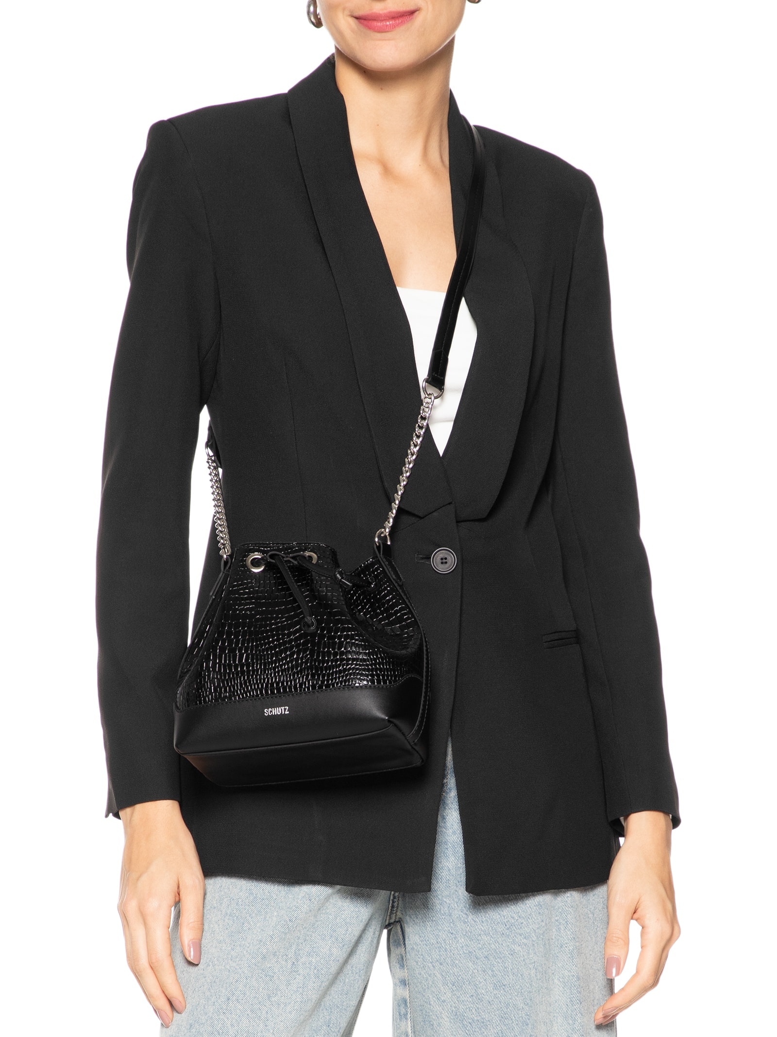 Schutz - Bolsa Feminina Croco - Preto