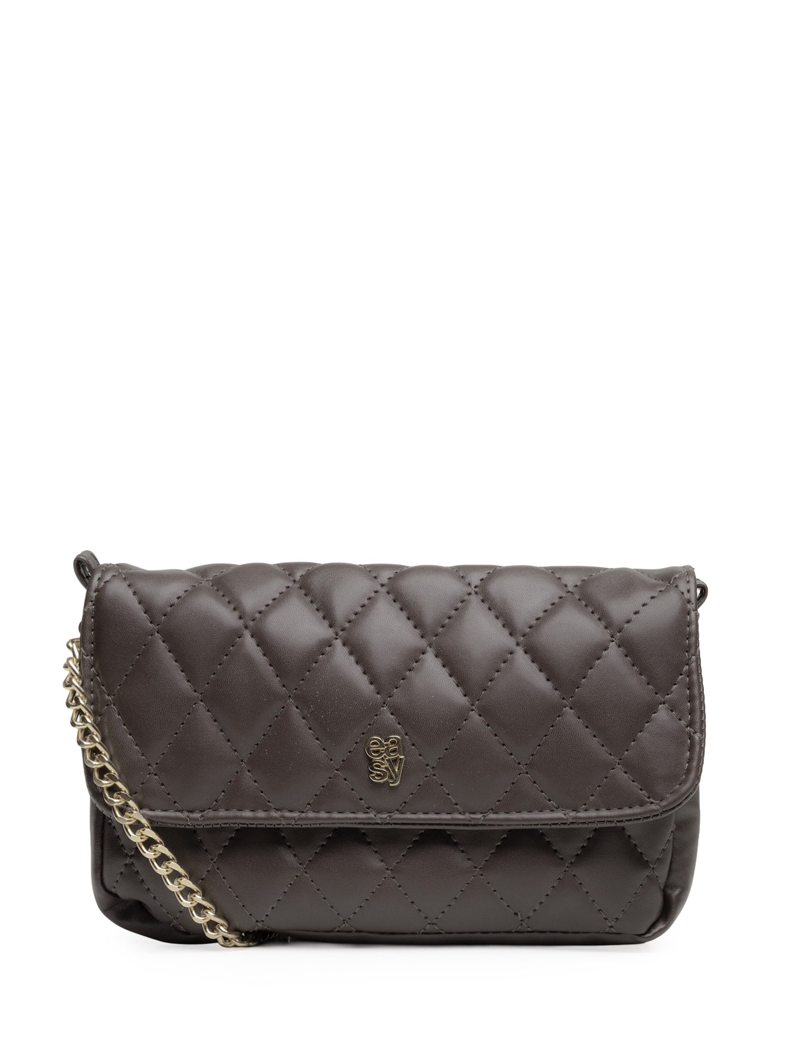 Bolsa Feminina Crossbody Matelasse E Enfeite Marrom Lança Perfume