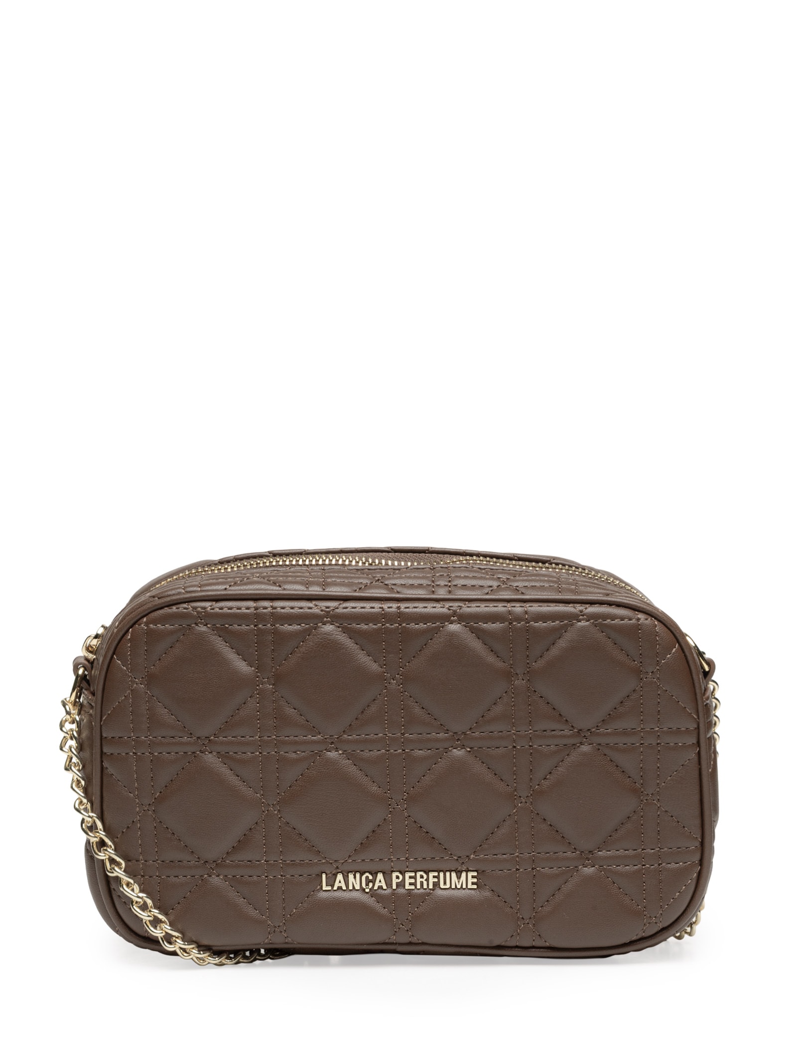 Bolsa Feminina Crossbody Matelassê Pequena Marrom Lança Perfume