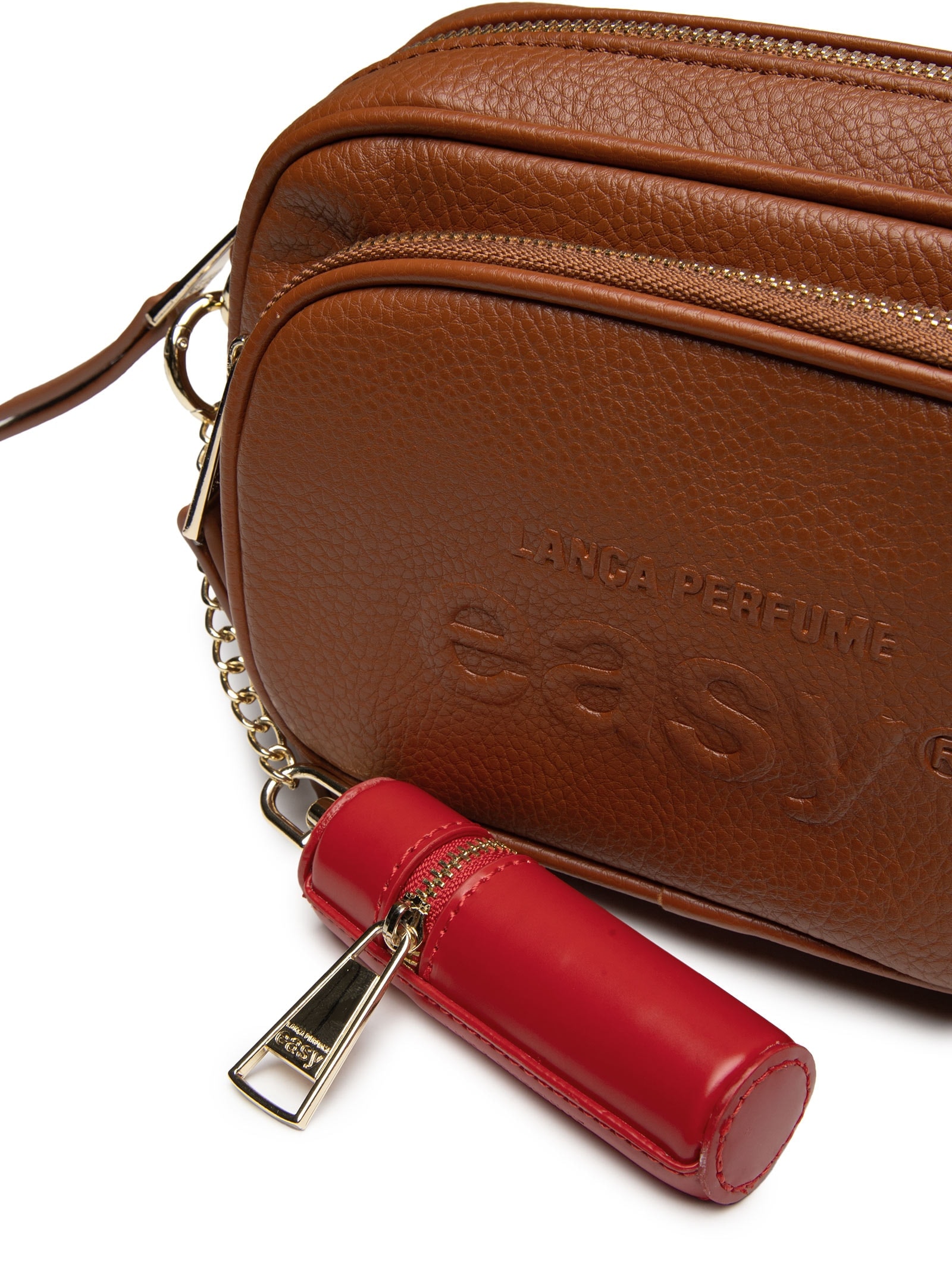 Bolsa Feminina Crossbody Porta Batom Easy Marrom Lança Perfume