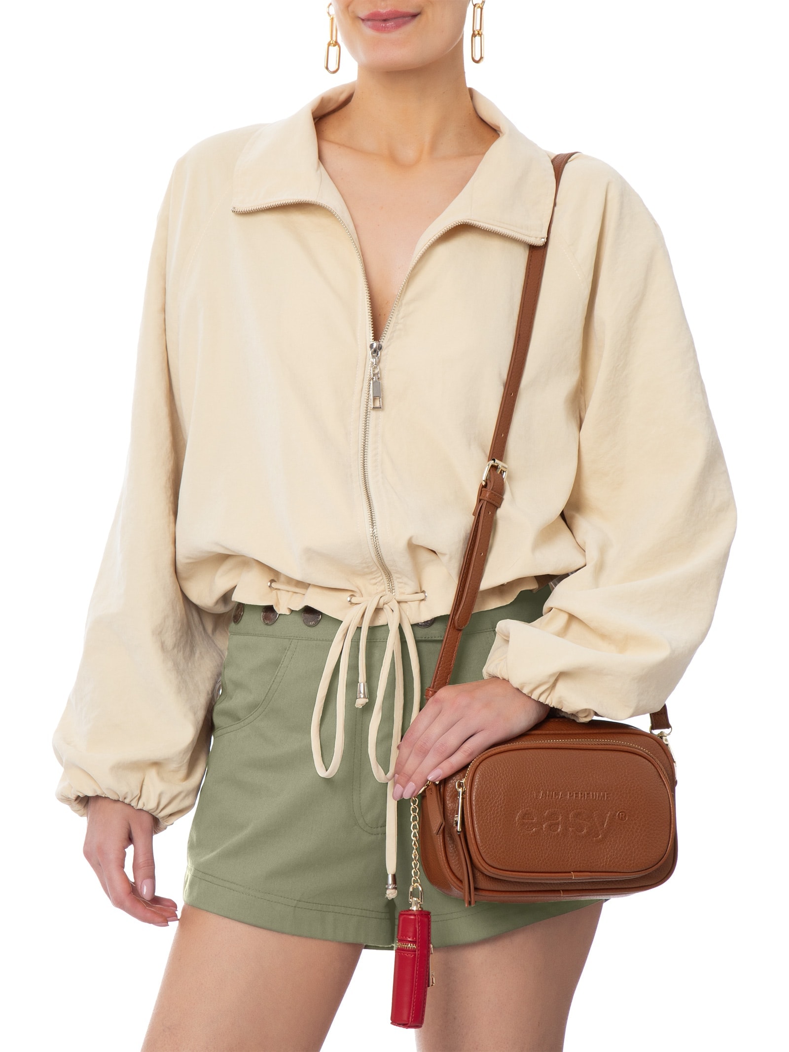 Bolsa Feminina Crossbody Porta Batom Easy Marrom Lança Perfume